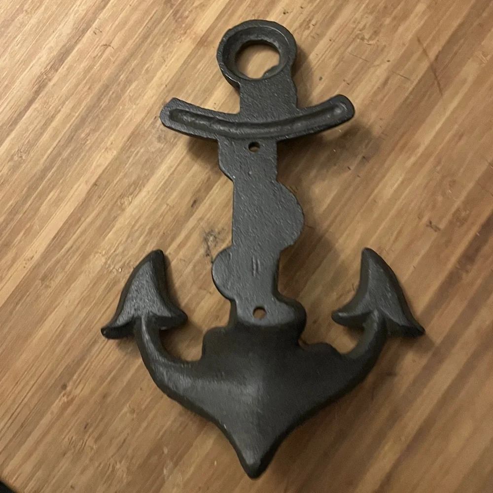 Cast Iron Nautical Anchor Wall Hook Coastal Beach House Decor